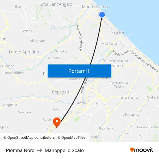 Piomba Nord to Manoppello Scalo map