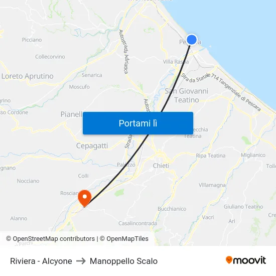 Riviera - Alcyone to Manoppello Scalo map