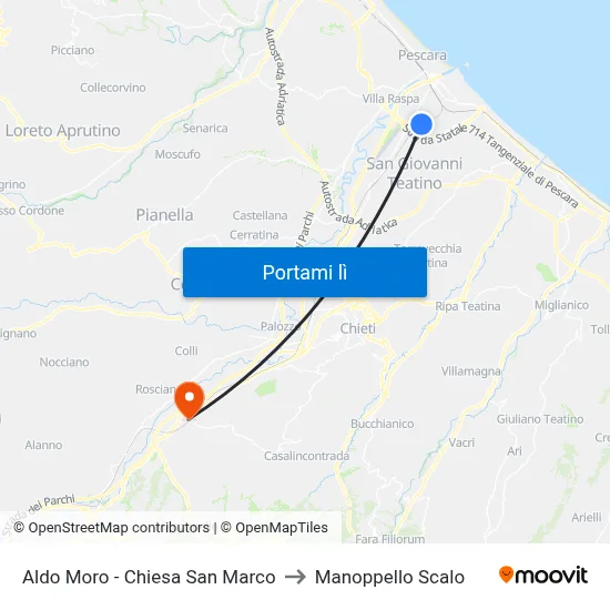 Aldo Moro - Chiesa San Marco to Manoppello Scalo map