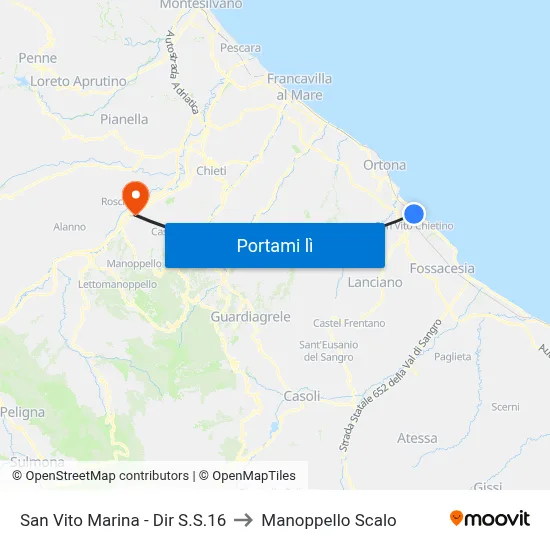 San Vito Marina - Dir S.S.16 to Manoppello Scalo map