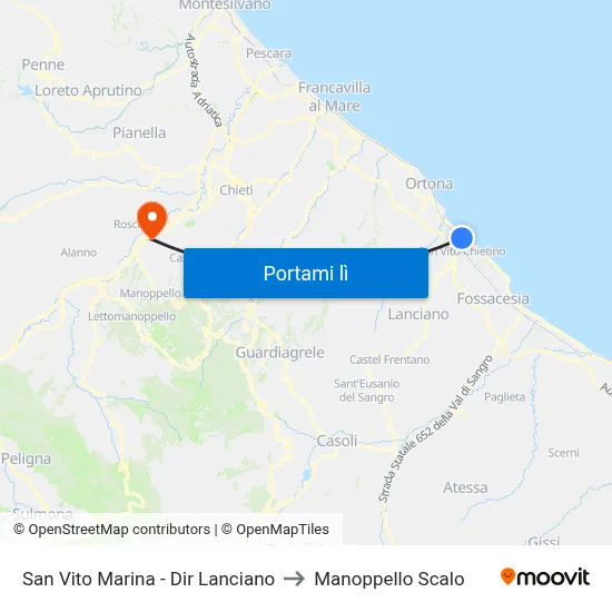 San Vito Marina - Dir Lanciano to Manoppello Scalo map