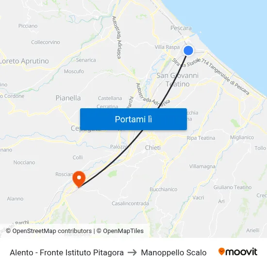 Alento - Fronte Istituto Pitagora to Manoppello Scalo map