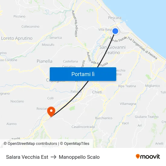 Salara Vecchia Est to Manoppello Scalo map