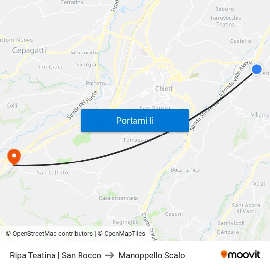 Ripa Teatina | San Rocco to Manoppello Scalo map