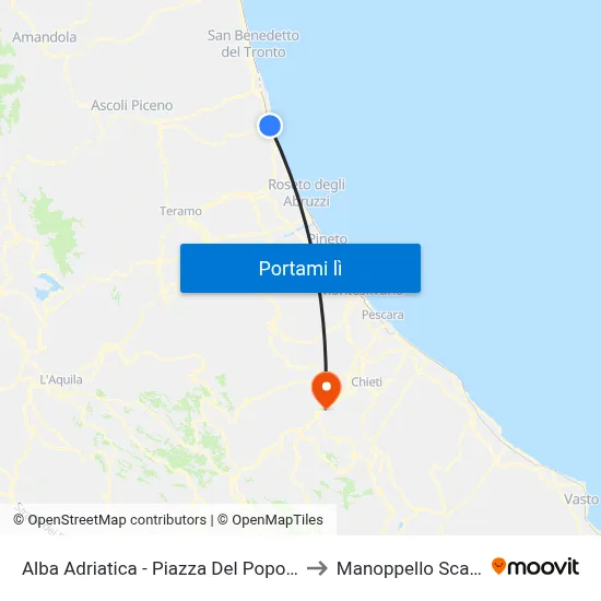 Alba Adriatica - Piazza Del Popolo to Manoppello Scalo map