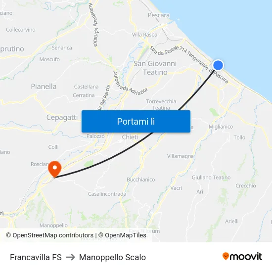 Francavilla FS to Manoppello Scalo map