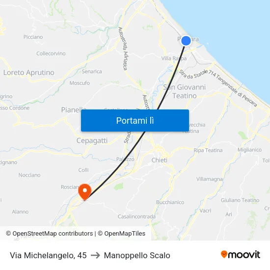 Via Michelangelo, 45 to Manoppello Scalo map