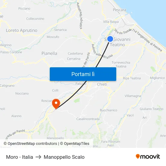 Moro - Italia to Manoppello Scalo map