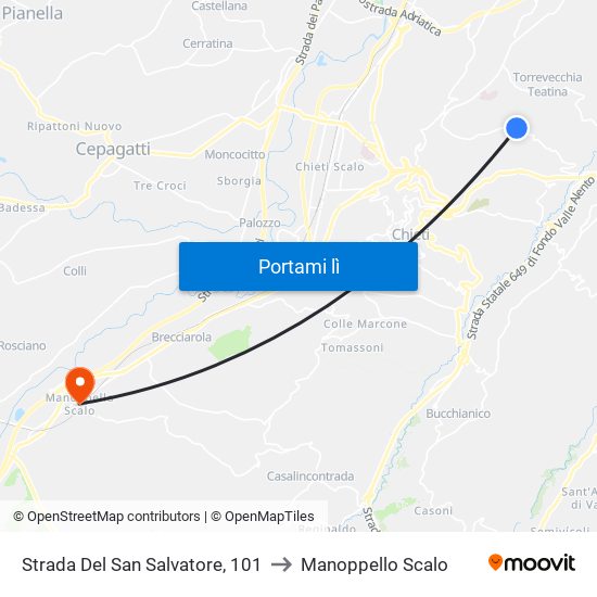 Strada Del San Salvatore, 101 to Manoppello Scalo map