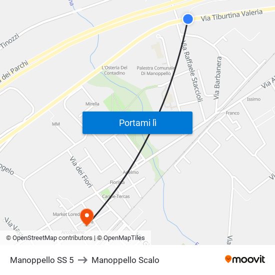 Manoppello SS 5 to Manoppello Scalo map