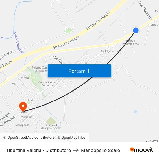 Tiburtina Valeria - Distributore to Manoppello Scalo map