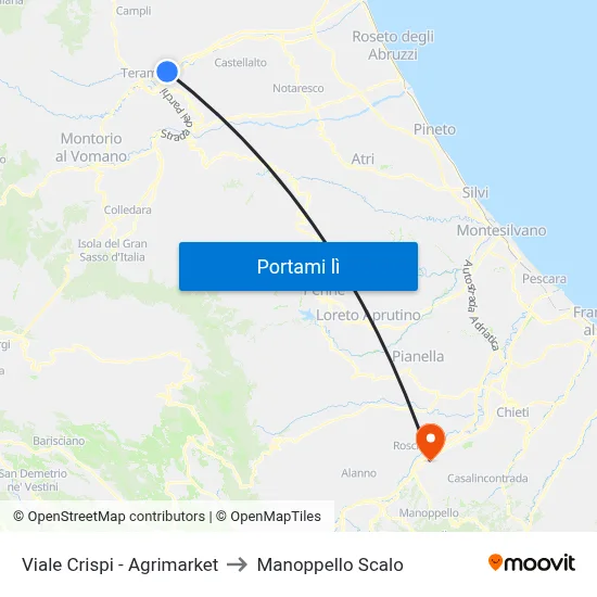 Viale Crispi - Agrimarket to Manoppello Scalo map