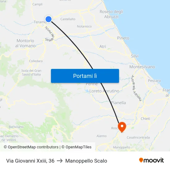 Via Giovanni Xxiii, 36 to Manoppello Scalo map