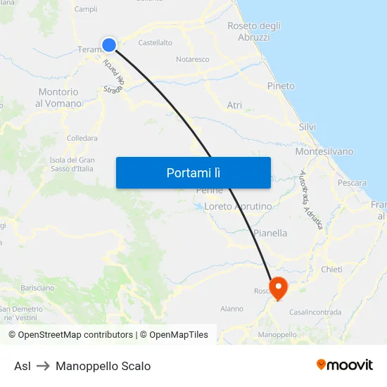 Asl to Manoppello Scalo map