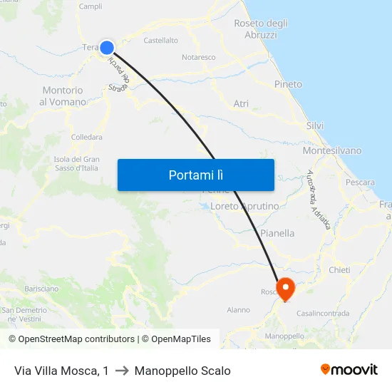 Via Villa Mosca, 1 to Manoppello Scalo map