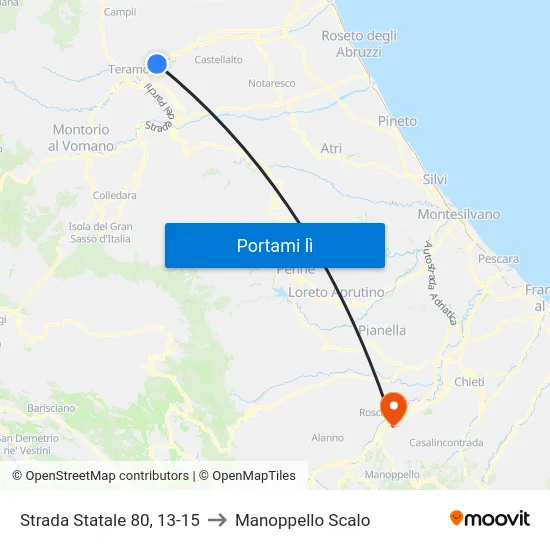 Strada Statale 80, 13-15 to Manoppello Scalo map