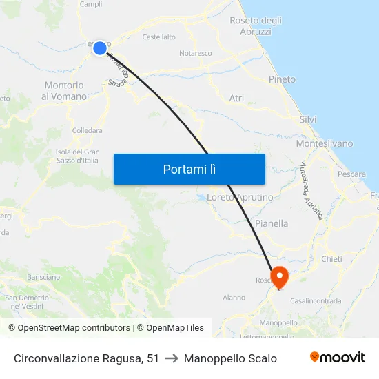 Circonvallazione Ragusa, 51 to Manoppello Scalo map