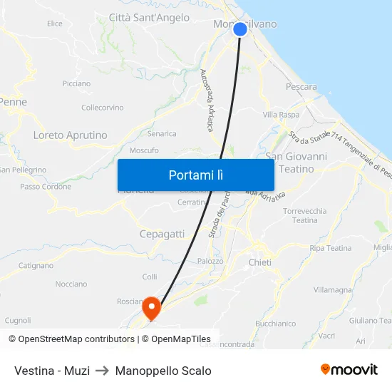 Vestina - Muzi to Manoppello Scalo map