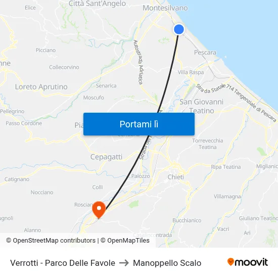 Verrotti - Parco Delle Favole to Manoppello Scalo map