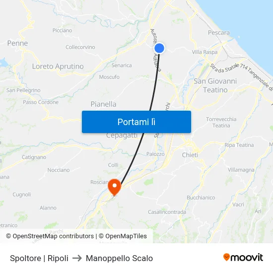 Spoltore | Ripoli to Manoppello Scalo map