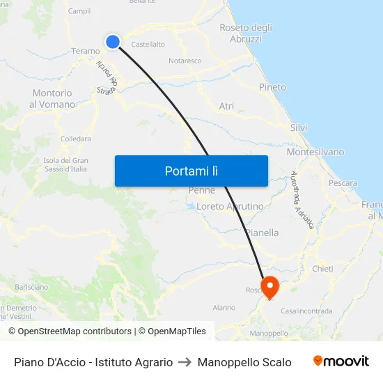 Piano D'Accio - Istituto Agrario to Manoppello Scalo map