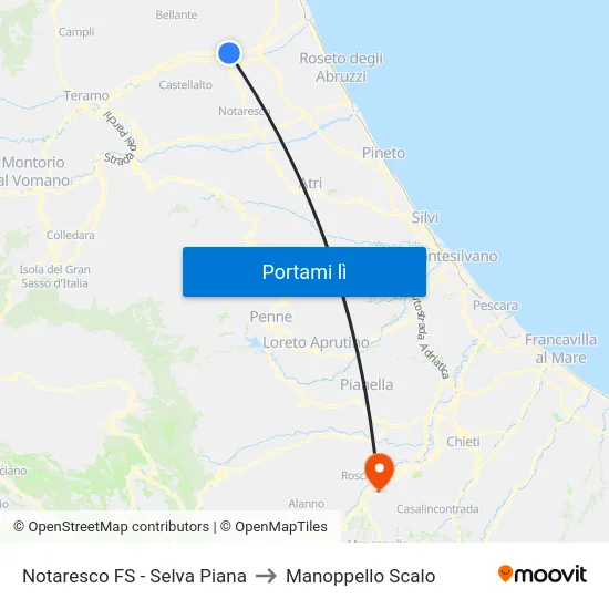Notaresco FS - Selva Piana to Manoppello Scalo map