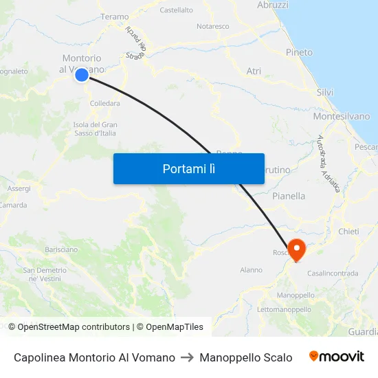 Capolinea Montorio Al Vomano to Manoppello Scalo map