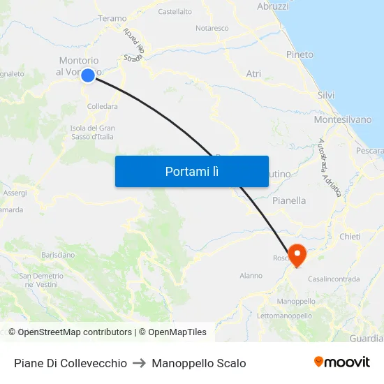 Piane Di Collevecchio to Manoppello Scalo map
