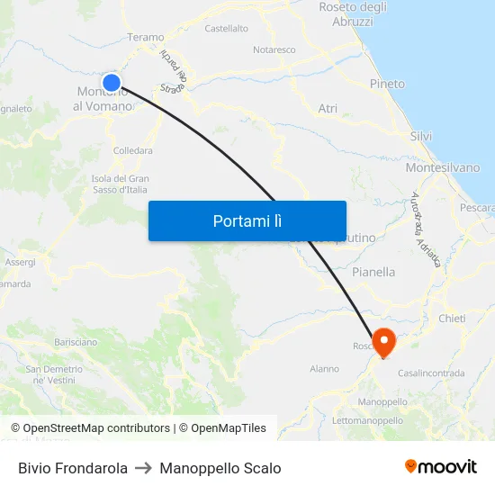 Bivio Frondarola to Manoppello Scalo map