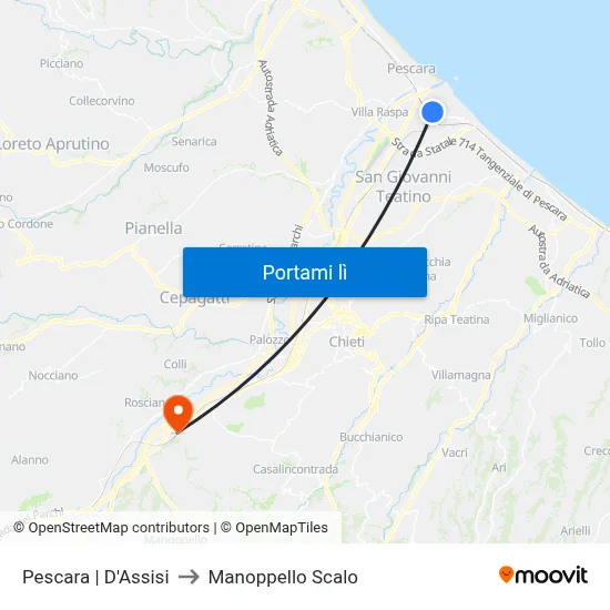 Pescara | D'Assisi to Manoppello Scalo map