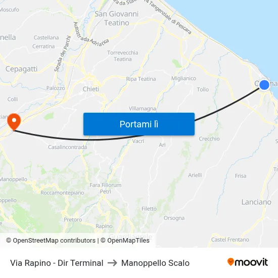 Via Rapino - Dir Terminal to Manoppello Scalo map