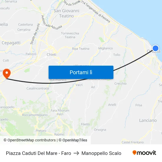 Piazza Caduti Del Mare - Faro to Manoppello Scalo map