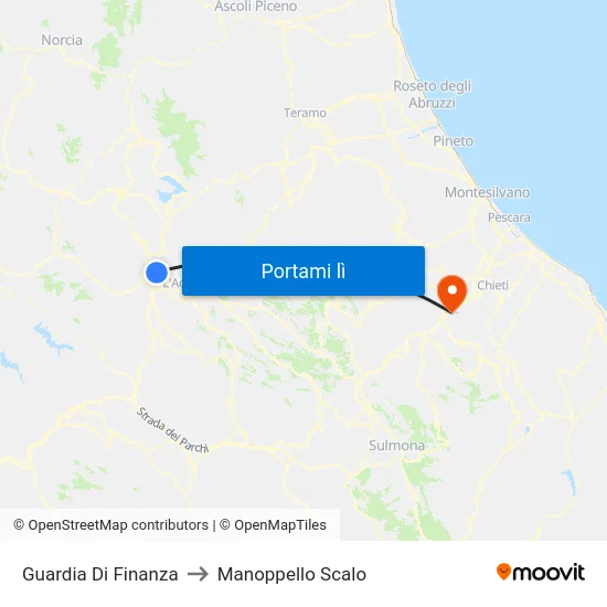 Guardia Di Finanza to Manoppello Scalo map