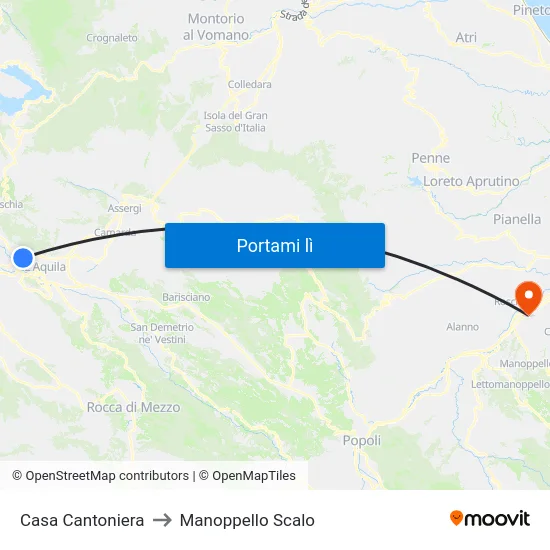 Casa Cantoniera to Manoppello Scalo map