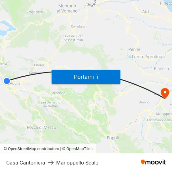 Casa Cantoniera to Manoppello Scalo map