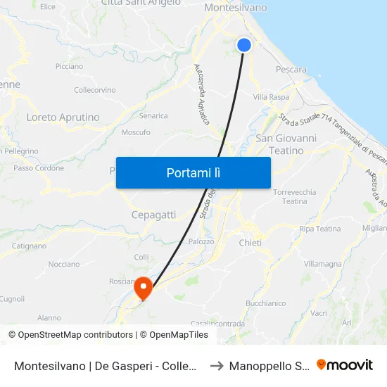 Montesilvano | De Gasperi - Collemare Est to Manoppello Scalo map