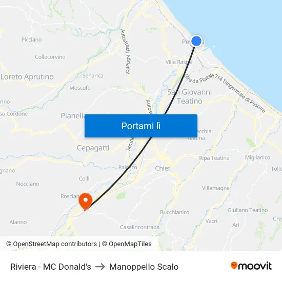 Riviera - MC Donald's to Manoppello Scalo map