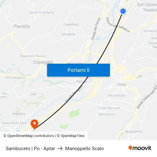 Sambuceto | Po - Aptar to Manoppello Scalo map