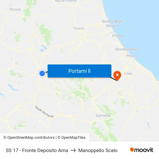 SS 17 - Fronte Deposito Ama to Manoppello Scalo map