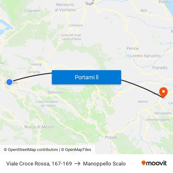 Viale Croce Rossa, 167-169 to Manoppello Scalo map