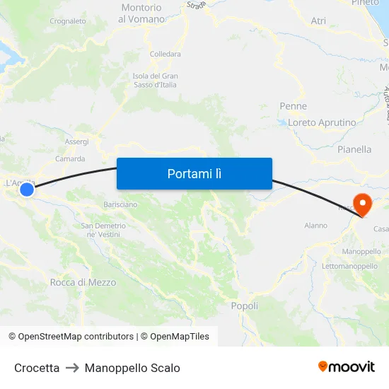 Crocetta to Manoppello Scalo map