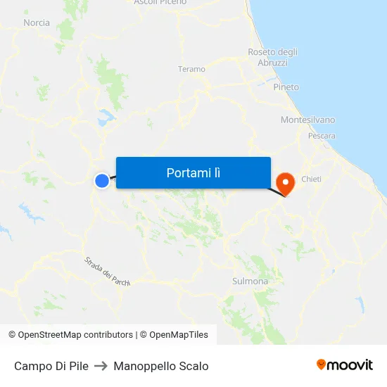 Campo Di Pile to Manoppello Scalo map