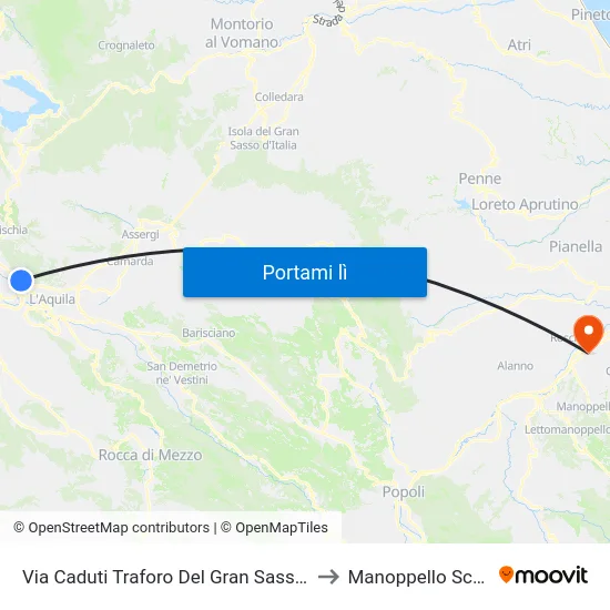 Via Caduti Traforo Del Gran Sasso, 4 to Manoppello Scalo map