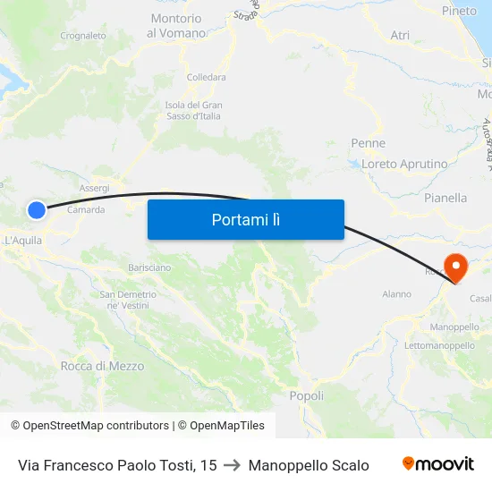 Via Francesco Paolo Tosti, 15 to Manoppello Scalo map