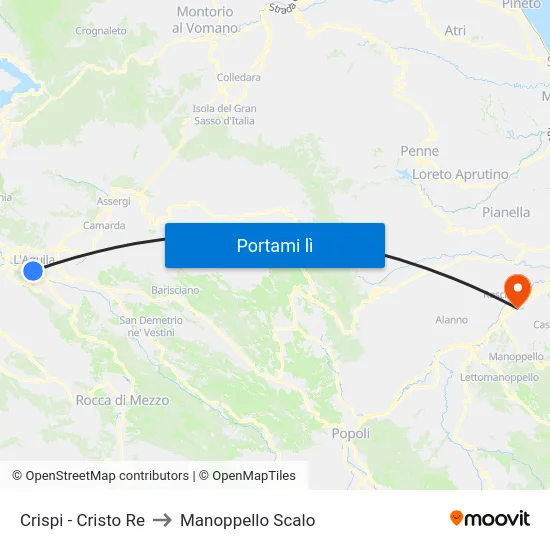Crispi - Cristo Re to Manoppello Scalo map