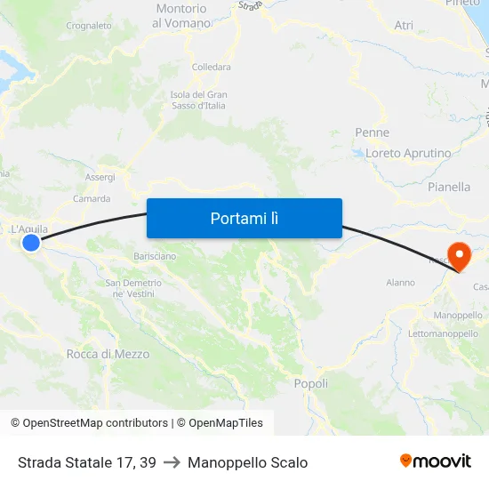 Strada Statale 17, 39 to Manoppello Scalo map