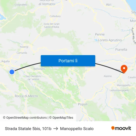 Strada Statale 5bis, 101b to Manoppello Scalo map