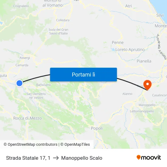 Strada Statale 17, 1 to Manoppello Scalo map