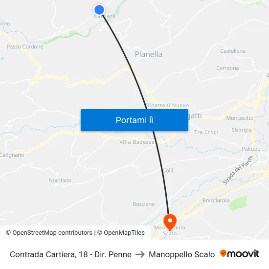Contrada Cartiera, 18 - Dir. Penne to Manoppello Scalo map