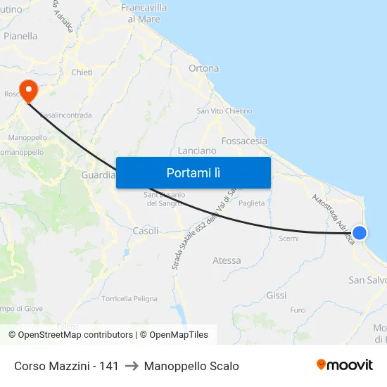 Corso Mazzini - 141 to Manoppello Scalo map